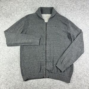 Diesel K Chiccan Sweater Cardigan Mens XL Gray Full Zip Knit Shawl Collar Preppy
